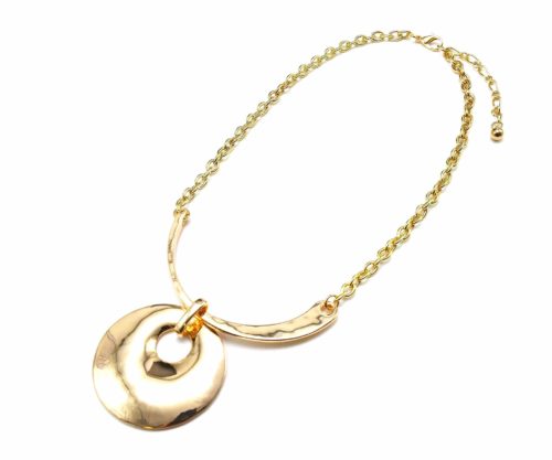 Collier-Statement-Pendentif-Cercle-Ouvert-Metal-Dore