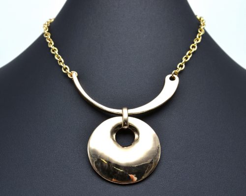 Collier-Statement-Pendentif-Cercle-Ouvert-Metal-Dore