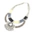 Collier-Multi-Rangs-Perles-de-Rocaille-et-Pendentif-Ethnique-Metal-Argente