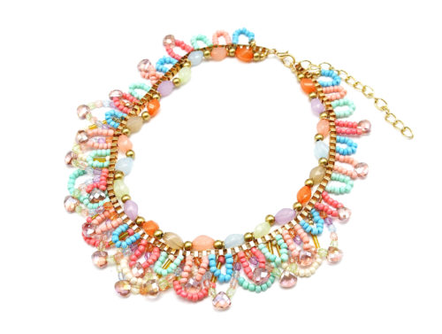 Collier-Plastron-Couronne-de-Perles-et-Pierres-Multicolore