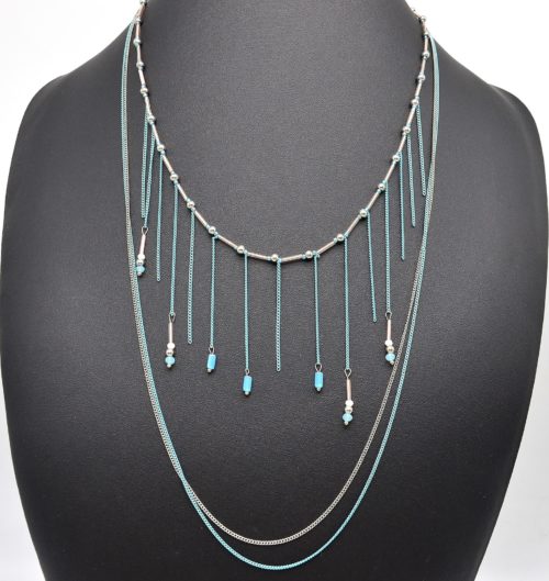 Sautoir-Collier-Multi-Rangs-et-Mini-Chaines-avec-Perles-Turquoise