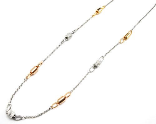 Sautoir-Collier-Chaine-avec-Charms-Cylindres-Metal-Strass-Tricolore