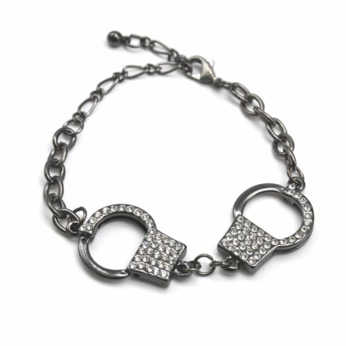 Bracelet-Chaine-Metal-et-Charm-Menottes-Strass-Gris