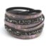 Bracelet-Double-Tour-Simili-Cuir-Imprime-Fleuri-Gris-et-Clous-Brillants