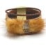 Bracelet-Manchette-Simili-Cuir-Tresse-Clous-Strass-et-Noeud-Imitation-Fourrure-Beige