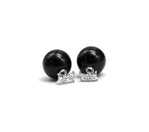 Boucles-dOreilles-Double-Mode-Noeud-Zirconium-Argente-et-Perle-Noire