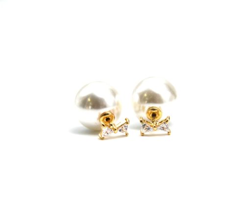 Boucles-dOreilles-Double-Mode-Noeud-Zirconium-Metal-Dore-et-Perle-Blanche