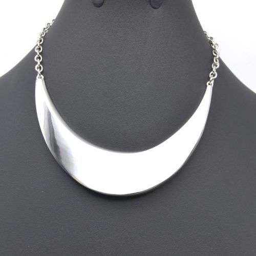 Collier-Chaine-Metal-et-Demi-Torque-Plate-Argente