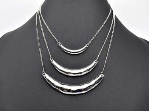 Collier-Triple-Rangs-Pendentif-Ondes-Metal-Argente