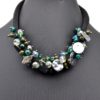 Collier-Tour-de-Cou-Perles-a-Facettes-Vert-Sapin-et-Pieces-Metal-Gris