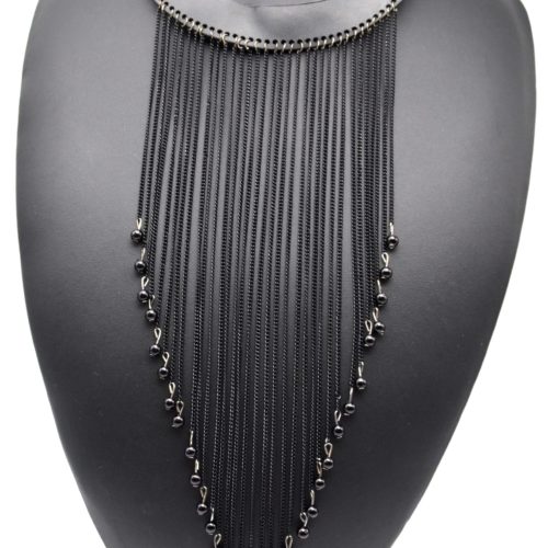 Necklace-Tour-de-Cou-imitation-leather-with-chain-and-beads-Style-Oriental-Black