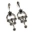 Boucles-dOreilles-Pendantes-Multi-Cercles-Metal-Vieilli-Argente-avec-Pierres-Noir-Gris