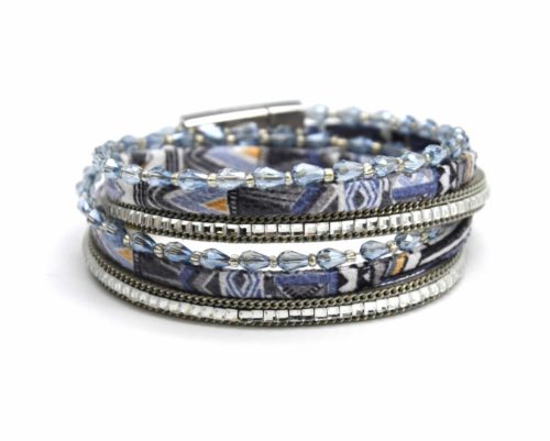 Bracelet-Double-Tour-Tissu-Peruvien-Gris-avec-Perles-Chaines-et-Pierres-Carrees