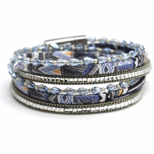 Bracelet-Double-Tour-Tissu-Peruvien-Gris-avec-Perles-Chaines-et-Pierres-Carrees