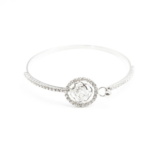 Bracelet-Jonc-Fleur-avec-Cristaux-et-Contour-Cercle-Strass-Argente