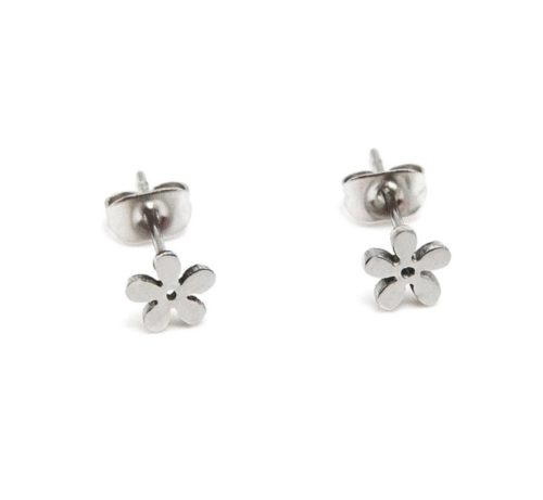 Boucles-dOreilles-Mini-Fleur-Acier-Argente