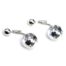 Boucles-dOreilles-Double-Petite-et-Grande-Boule-Metallisee-Argente-avec-Motif-Pois