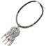 Collier-Cordon-Pendentif-Cercle-Cisele-Contour-Hologramme-avec-Plumes-et-Chaines-Noir-Gris