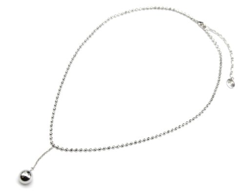 Collier-Chaine-Boules-et-Pendentif-Boule-Pendante-Metal-Argente