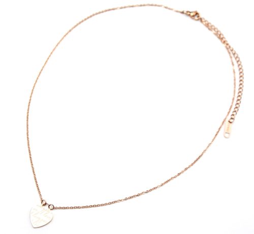 Collier-Fine-Chaine-et-Pendentif-Coeur-Acier-Or-Rose-avec-Message-I-Love-You