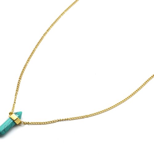 Sautoir-Collier-Chiane-Metal-Dore-Pendentif-Pierre-Effet-Marbre-Turquoise