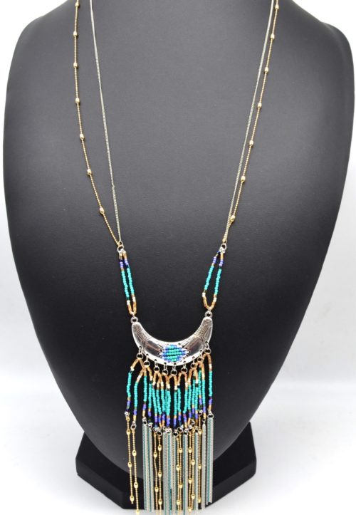 Sautoir-Collier-Pendentif-Demi-Lune-avec-Perles-et-Chaines-Turquoise