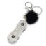 Porte-Cles-Bijou-de-Sac-Skate-Strass-Argente-avec-Pompon-Noir-et-Perle