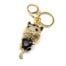 Porte-Cles-Bijou-de-Sac-Chat-Strass-Metal-Dore-et-Coeur-Verre-Noir