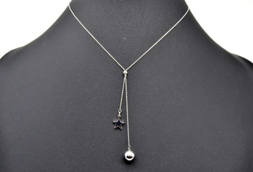 Collier-Fine-Chaine-avec-Pendentif-Etoile-et-Boule-Metal-Argente