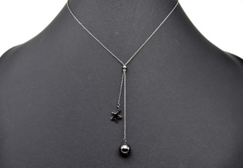 Collier-Fine-Chaine-Pendentif-Etoile-et-Boule-Metal-Gris