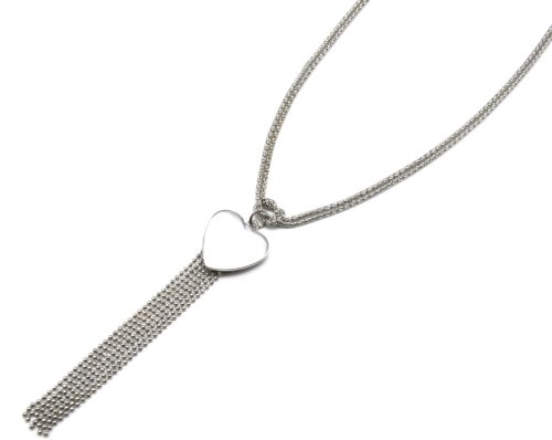 Sautoir-Collier-Pendentif-Coeur-Metal-Argente-avec-Multi-Chaines-Boules