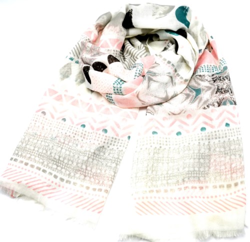 Foulard-Long-Printemps-Ete-Assortiment-Motifs-Ethnique-Art-Style-Aquarelle-Gris