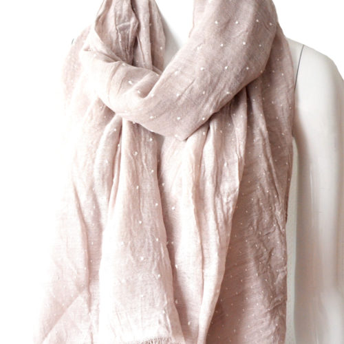 Scarf-Long-spring-summer-Style-linen-pattern-peas-assorted-Taupe-clear