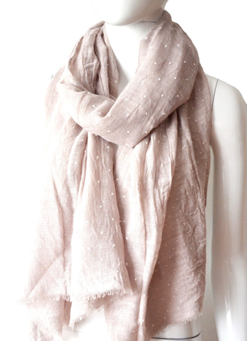 Foulard-Long-Printemps-Ete-Style-Lin-Motif-Petits-Pois-Assortis-Taupe-Clair