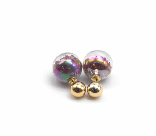 Boucles-dOreilles-Double-Mode-Boule-Metal-et-Verre-avec-Cristaux-Bordeaux