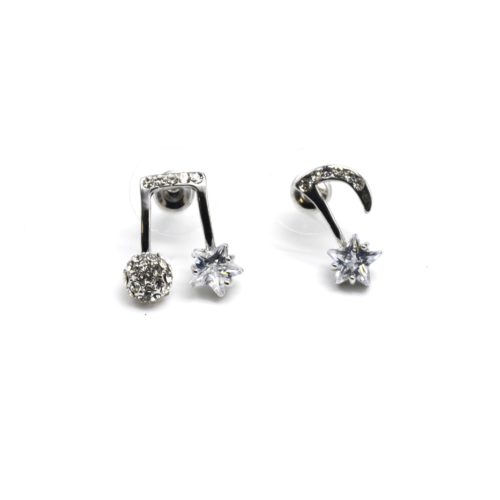 Boucles-dOreilles-Notes-de-Musique-Assorties-avec-Pierre-Etoile-et-Metal-Strass-Argente