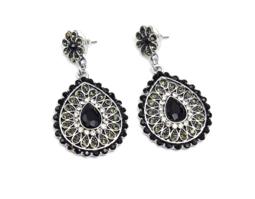 Boucles-dOreilles-Fleur-et-Goutte-Metal-Vieilli-Argente-avec-Pierres-et-Strass