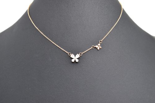 CC999E - Collier Fine Chaîne Pendentif Papillons Pierres Zirconium et Métal Or Rose – Image 2