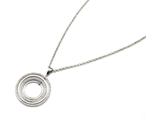 Sautoir-Collier-Pendentif-Multi-Cercles-Contour-Metal-et-Strass-Argente