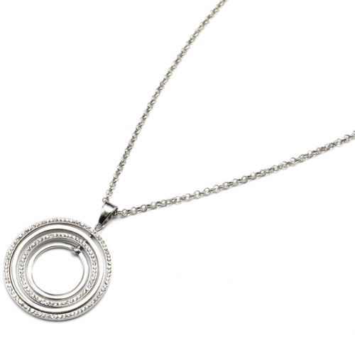 Sautoir-Collier-Pendentif-Multi-Cercles-Contour-Metal-et-Strass-Argente