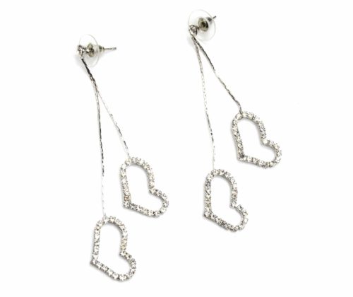 Boucles-dOreilles-Pendantes-Coeurs-Contour-Strass-Chic-Argente