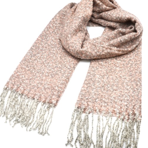 Scarf-long-fall-winter-mesh-buckle-with-fringes-threads-pink