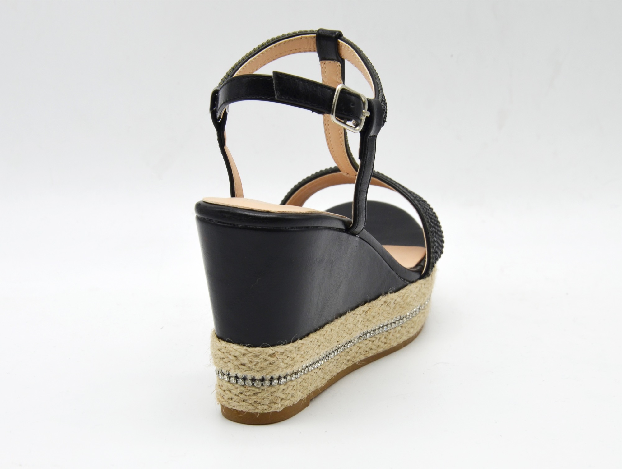 SHT16 Sandales Nu Pieds avec Brides Strass et Semelle Plateforme