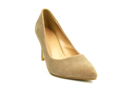SHT29 * Escarpins Bout Pointu Style Daim Uni Chic Classique - Mode Femme (Taupe) – Image 2