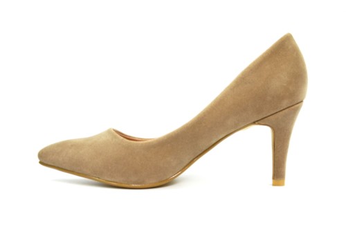 SHT29 * Escarpins Bout Pointu Style Daim Uni Chic Classique - Mode Femme (Taupe) – Image 4
