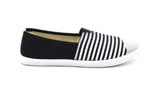 Espadrilles-Tissu-Uni-Noir-et-Rayures-avec-Bouts-Style-Daim