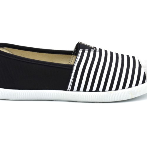 Espadrilles-Tissu-Uni-Noir-et-Rayures-avec-Bouts-Style-Daim