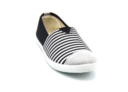 Espadrilles-Tissu-Uni-Noir-et-Rayures-avec-Bouts-Style-Daim