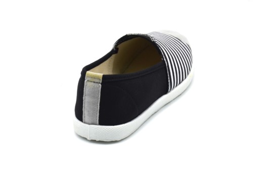 Espadrilles-Tissu-Uni-Noir-et-Rayures-avec-Bouts-Style-Daim