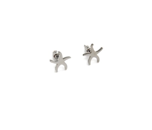 BO724E - Boucles d'Oreilles Etoile de Mer Acier Argenté – Image 2